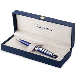 Waterman Expert Blue Ballpoint Pen with Chrome Finishes