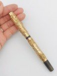Golden Floral Carved Fountain Pen with 14K Nib