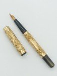 Golden Floral Carved Fountain Pen with 14K Nib