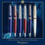 Waterman Expert Blue Ballpoint Pen with Chrome Finishes