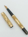 Golden Floral Carved Fountain Pen with 14K Nib