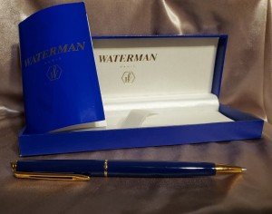 Waterman Hemisphere Blue Ballpoint Pen with Gold Trim