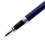 Waterman Exception Fountain Pen, Slim Blue with Silver Plated Clip, Fine Nib with Blue Ink Cartridge, Gift Box