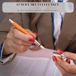 MCNTEIK Orange Fountain Pen with 8MM Diamond-Real Rose Gold Finish, Schmidt 18K Gilded Nib (Medium), Stunning Luxury Pen Set, Pretty Cute Pens with Gifts Box for Women Girls Wedding Office Supplies