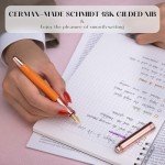 MCNTEIK Orange Fountain Pen with 8MM Diamond-Real Rose Gold Finish, Schmidt 18K Gilded Nib (Medium), Stunning Luxury Pen Set, Pretty Cute Pens with Gifts Box for Women Girls Wedding Office Supplies