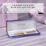 MCNTEIK Orange Fountain Pen with 8MM Diamond-Real Rose Gold Finish, Schmidt 18K Gilded Nib (Medium), Stunning Luxury Pen Set, Pretty Cute Pens with Gifts Box for Women Girls Wedding Office Supplies