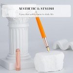 MCNTEIK Orange Fountain Pen with 8MM Diamond-Real Rose Gold Finish, Schmidt 18K Gilded Nib (Medium), Stunning Luxury Pen Set, Pretty Cute Pens with Gifts Box for Women Girls Wedding Office Supplies