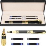 Elegant Metal Fountain Pen Set with 2 Inks