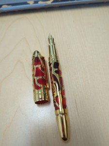 Asvine P80 Gold Red Transparent Fountain Pen