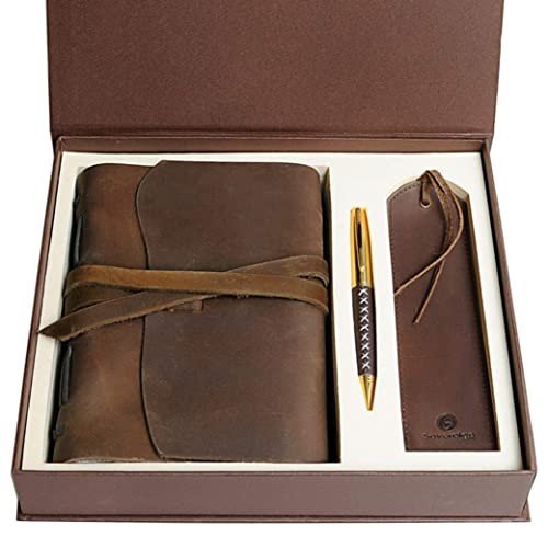 Luxury Leather Journal Gift Set with Pen