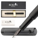 SCRIVI Luxury Black Fountain Pen Set with Ink