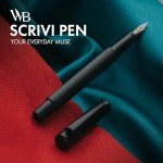 SCRIVI Luxury Black Fountain Pen Set with Ink