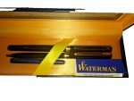 Waterman Black Lacquer & Gold Pen Set