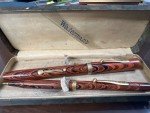 1920s Waterman #52 Rippled Red Fountain Pen Set