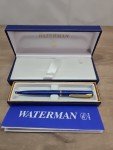 Waterman Blue Marble Gold Trim Ballpoint Pen