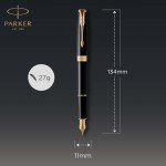 PARKER Sonnet Black Lacquer Fountain Pen with Gold Trim