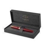 PARKER Sonnet Red Lacquer Fountain Pen with Gold Trim
