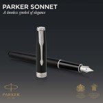 PARKER Sonnet Matte Black Fountain Pen with Trim