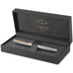 PARKER Sonnet Silver Fountain Pen with Gold Trim