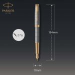PARKER Sonnet Silver Fountain Pen with Gold Trim