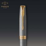 PARKER Sonnet Silver Fountain Pen with Gold Trim