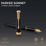 PARKER Sonnet Matte Black Fountain Pen with Gold Trim