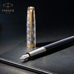 PARKER Sonnet Blue Satin Fountain Pen with Chrome Trim
