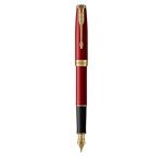 PARKER Sonnet Red Lacquer Fountain Pen with Gold Trim