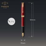 PARKER Sonnet Red Lacquer Fountain Pen with Gold Trim
