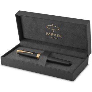 Parker Sonnet Matte Black Fountain Pen with Gold Trim
