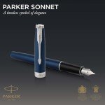 PARKER Sonnet Blue Lacquer Fountain Pen, Medium Nib