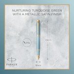 PARKER IM Turquoise Green Fountain Pen with Gold Trim
