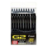 Pilot G2 Black Gel Ink Pens - 20 Pack