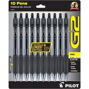 Pilot G2 Fine Point Black Gel Ink Pens, 10 Count