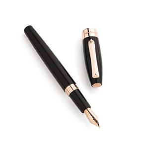 Montegrappa Fortuna Black Fountain Pen - Rose Gold Trim