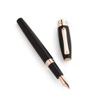 Montegrappa Fortuna Black Fountain Pen - Rose Gold Trim