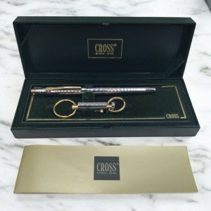 Vintage Cross Silver and Gold Pen and Key Ring Set