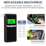 Breathalyzer,Upgrade Professional-Grade Accuracy Alcohol Tester with Digital Blue LCD Display for Home or Party Use with 10 Mouthpieces