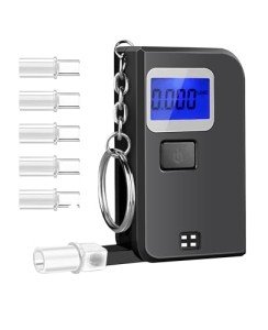 Breathalyzer Keychain, Professional-Grade High Accuracy Alcohol Tester, Portable Breathalyzer with LCD Digital Display for Home Use(5 Mouthpieces)