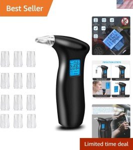 Digital Breathalyzer with 12 Mouthpieces & LCD Display