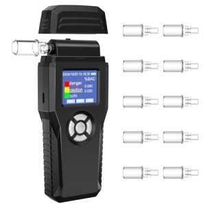 USB Rechargeable Alcohol Breathalyzer with 10 Mouthpieces