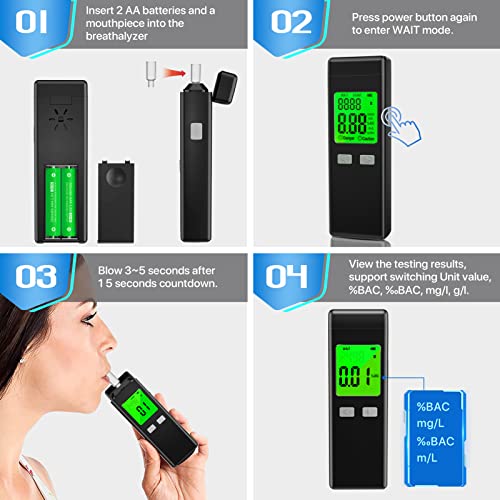 Figollty Professional-Grade Alcohol Tester with Memory (Black)