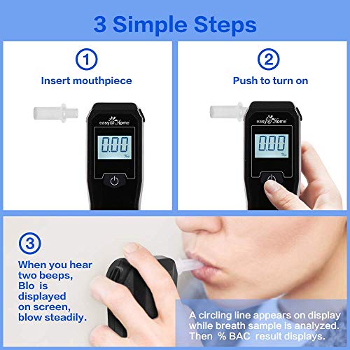 Easy@Home Professional Portable Fuel Cell Breathalyzer with Color Display