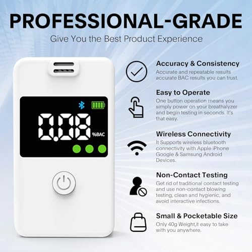 Professional-grade Bluetooth Alcohol Tester with Digital LCD Display