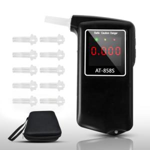 Portable Breathalyzer with Backlit Display and 10 Mouthpieces