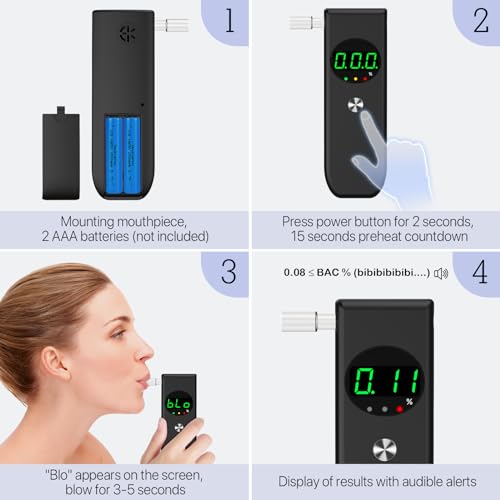 High-Accuracy Portable Alcohol Tester with LCD Display (Black)