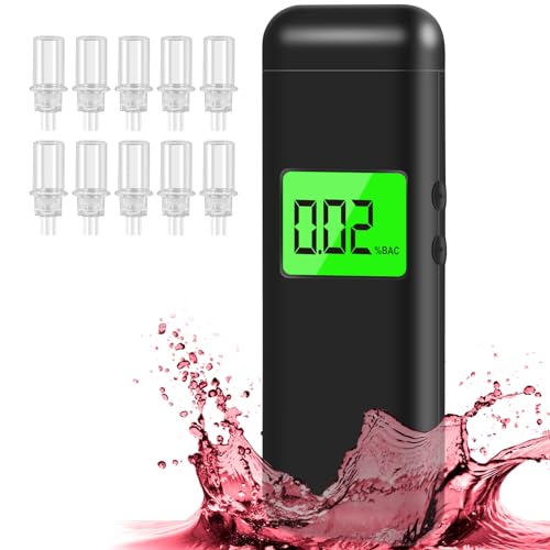 Vminno Professional-Grade Accuracy Rechargeable Personal Breathalyzer (10 Mouthpieces)