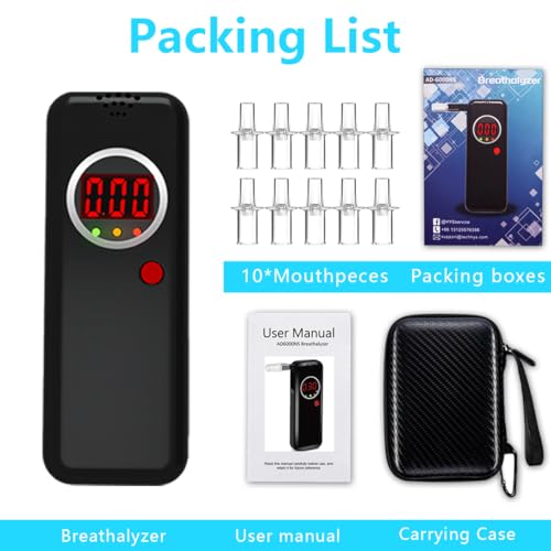 High-Accuracy Personal Alcohol Tester with 10 Mouthpieces & LCD