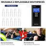 Amzeth High-Accuracy Breathalyzer with 10 Mouthpieces