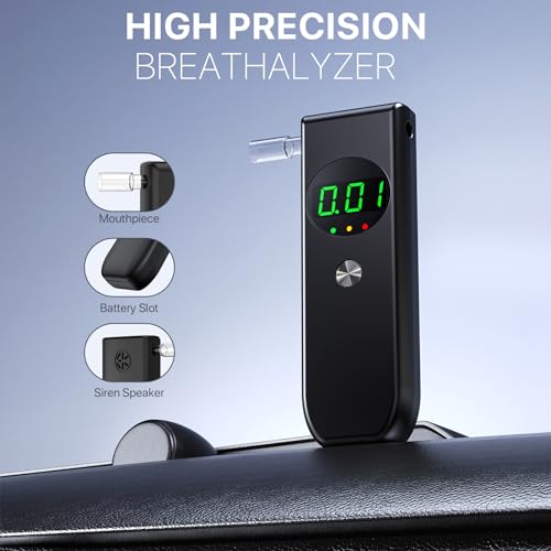 High-Accuracy Portable Alcohol Tester with LCD Display (Black)